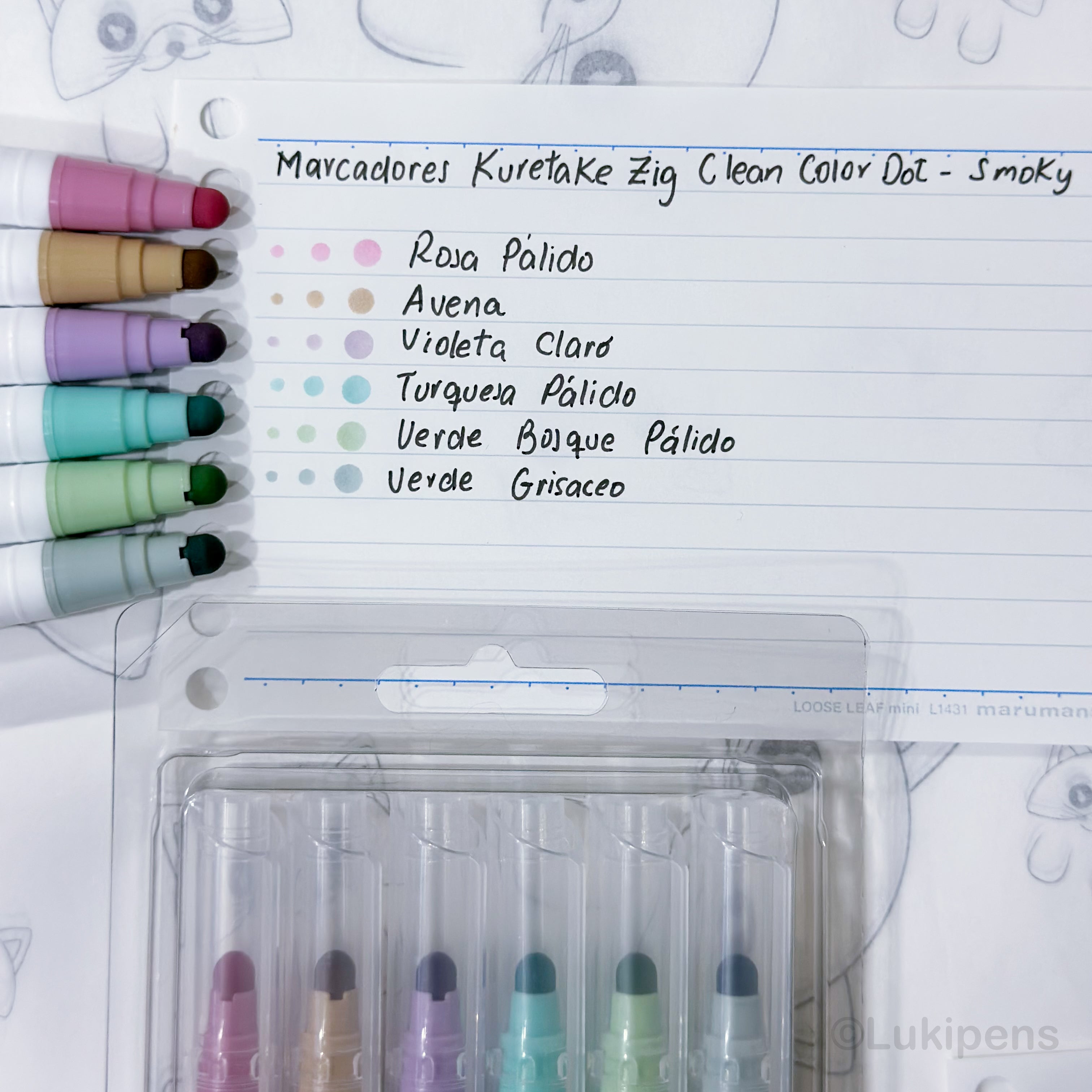Set de 6 Marcadores Kuretake Zig Clean Color Dot - Colores Smoky / Ahu ...